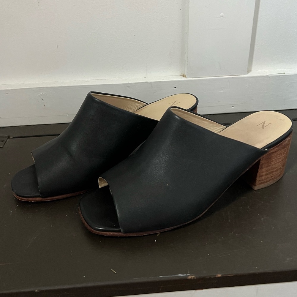 Nisolo Black Leather Sandal Mules Size 9